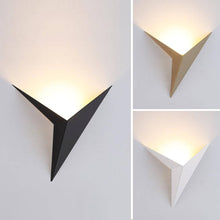 Load image into Gallery viewer, Modern Triangular Wall Lights in black, gold, and white
