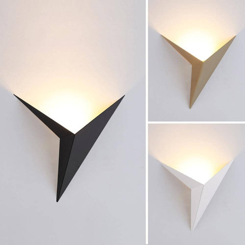 Modern Triangular Wall Lights in black, gold, and white