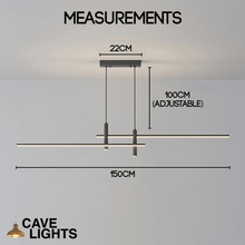Load image into Gallery viewer, Black Modern Dining Room Chandelier model B 150cm model measurements
