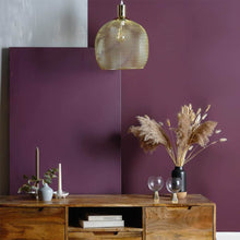 Load image into Gallery viewer, Metal Mesh Pendant Light above wooden cabinet in living room
