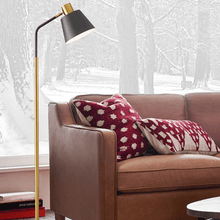 Load image into Gallery viewer, Black Neutral Metal Floor Lamp next to sofa in living room
