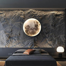 Load image into Gallery viewer, Moon Planet Wall Light above bed in bedroom
