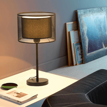 Load image into Gallery viewer, Small Black Modern Classic Floor Lamp on coffee table
