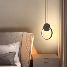 Load image into Gallery viewer, LED Full Crown Circular Pendant Light above bedside table
