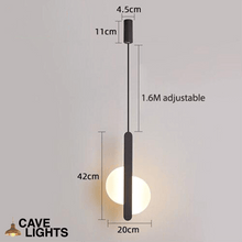 Load image into Gallery viewer, Black LED Thin Strip Half Circle Pendant Light measurements
