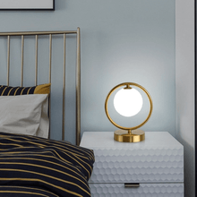 Load image into Gallery viewer, Globe Ring Table Lamp model B on bedside cabinet
