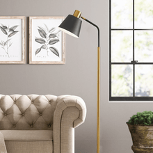 Load image into Gallery viewer, Black Neutral Metal Floor Lamp overlooking sofa in living room
