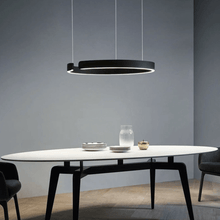 Load image into Gallery viewer, Black Creative Designer Ring Light above dining room table
