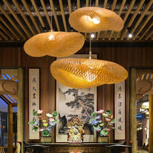 Load image into Gallery viewer, Asian Bamboo Pendant Light in living room
