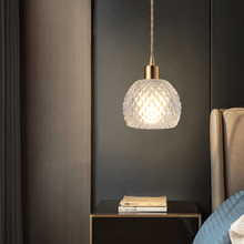 Load image into Gallery viewer, Crystal Pendant Lamp hanging above bedside table with books

