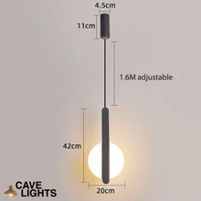 Load image into Gallery viewer, Black LED Thin Strip Full Circle Pendant Light measurements
