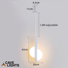 Load image into Gallery viewer, White LED Thin Strip Half Circle Pendant Light measurements

