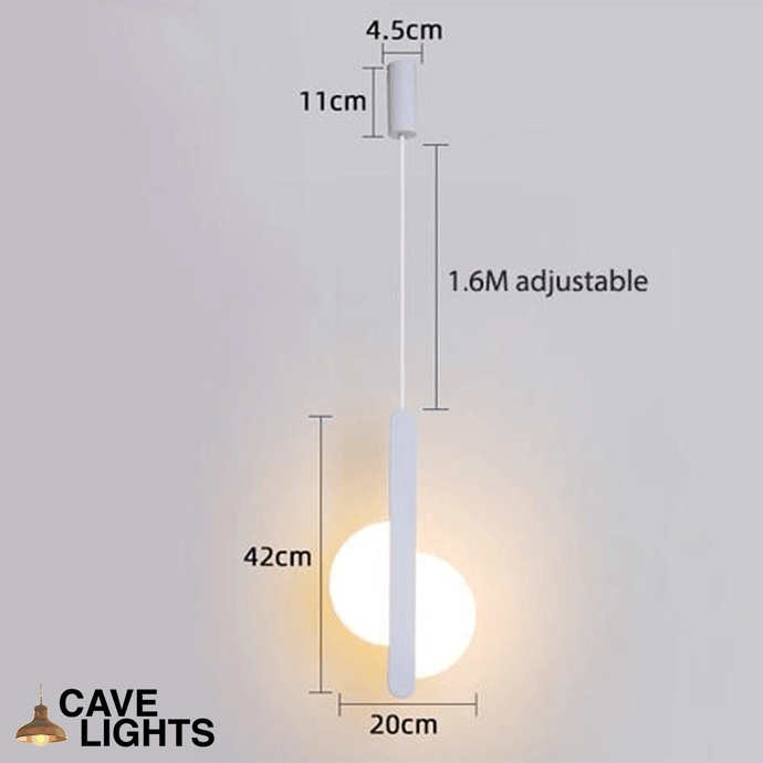 White LED Thin Strip Half Circle Pendant Light measurements