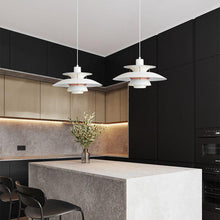 Load image into Gallery viewer, White Oriental Colour Pendant Lights above kitchen island
