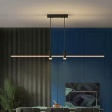 Load image into Gallery viewer, Black Modern Dining Room Chandelier hanging above dining table
