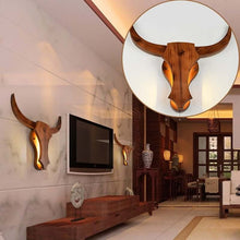 Load image into Gallery viewer, Retro Wooden Cow Lights either side of TV in living room
