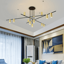 Load image into Gallery viewer, Scandinavian Long Arm Chandelier hanging from living room ceiling
