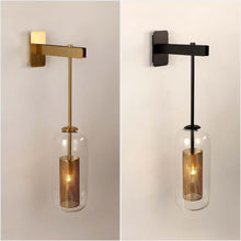 Load image into Gallery viewer, Industrial Vintage Hanging Wall Light in black and gold
