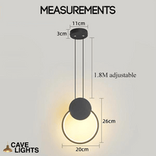 Load image into Gallery viewer, LED Full Crown Circular Pendant Light measurements
