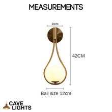 Load image into Gallery viewer, Glass Ball Wall Light measurements
