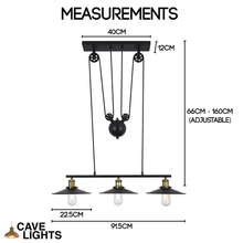 Load image into Gallery viewer, Black Pulley Ceiling Light measurements
