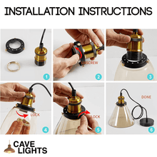 Load image into Gallery viewer, Vintage Glass Pendant Light installation instructions
