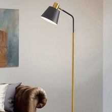 Load image into Gallery viewer, Black Neutral Metal Floor Lamp next to safe in living room
