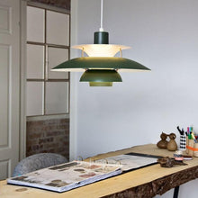 Load image into Gallery viewer, Green Hue Oriental Colour Pendant Light above living room table
