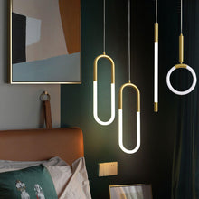 Load image into Gallery viewer, Nordic Shaped Pendant Lights next to bed

