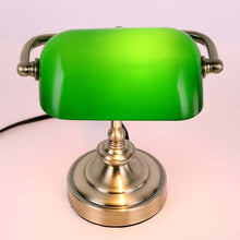 Load image into Gallery viewer, Mini Old-Fashioned Bank Desk Light from above
