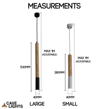 Load image into Gallery viewer, Nordic Wood Pendant Light measurements
