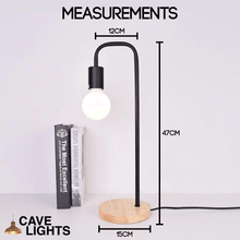 Load image into Gallery viewer, Exposed Bulb Desk Lamp measurements
