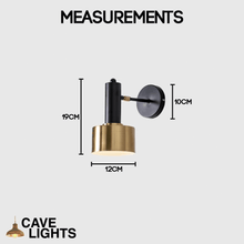 Load image into Gallery viewer, Small Decorative Metal Wall Light measurements
