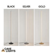 Load image into Gallery viewer, Thin LED Floor Lamp colours - black, silver, and gold
