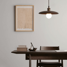 Load image into Gallery viewer, Oriental Wood Disc Light above dark wood table
