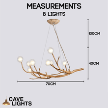 Load image into Gallery viewer, Rustic Tree Branch Pendant Light 8 lights model measurements
