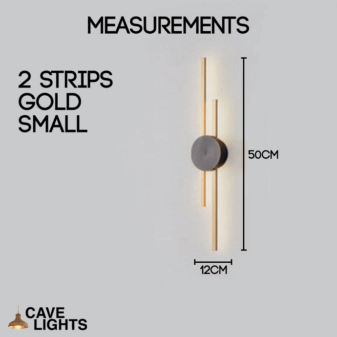 Gold Modern Luxury Strip Light 2 strip small model measurements