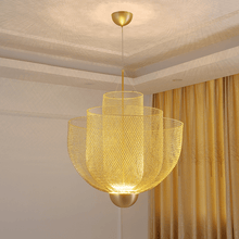 Load image into Gallery viewer, Gold Modern European Metal Chandelier hanging from ceiling
