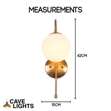 Load image into Gallery viewer, Modern Globe Wall Lamp measurements
