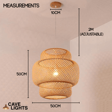 Load image into Gallery viewer, Modern Bamboo Chandelier 50cm model measurements
