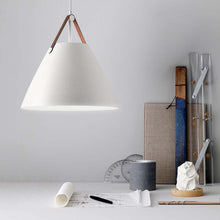 Load image into Gallery viewer, White Minimalist Pendant Lamp above office desk
