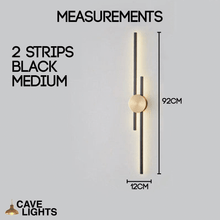 Load image into Gallery viewer, Black Modern Luxury Strip Light 2 strip medium model measurements
