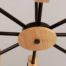 Load image into Gallery viewer, Close-up of Black Modern Wood Framed Chandelier
