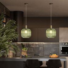 Load image into Gallery viewer, Two Green Nordic Coloured Glass Pendant Lights above kitchen island
