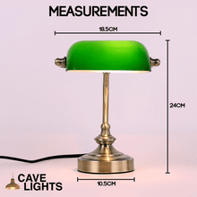 Load image into Gallery viewer, Mini Old-Fashioned Bank Desk Light measurements
