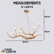 Load image into Gallery viewer, Rustic Tree Branch Pendant Light 12 lights model measurements
