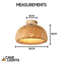 Load image into Gallery viewer, Natural Bamboo Ceiling Light measurements
