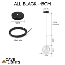 Load image into Gallery viewer, Black Nordic Glass Pendant Light 15cm model measurements
