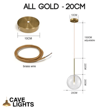 Load image into Gallery viewer, Gold Nordic Glass Pendant Light 20cm model measurements
