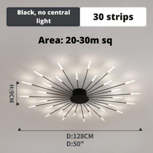 Load image into Gallery viewer, Black LED Strip Chandelier 30 strips model measurements
